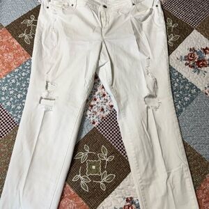 Torrid White Straight Leg Distressed Jeans